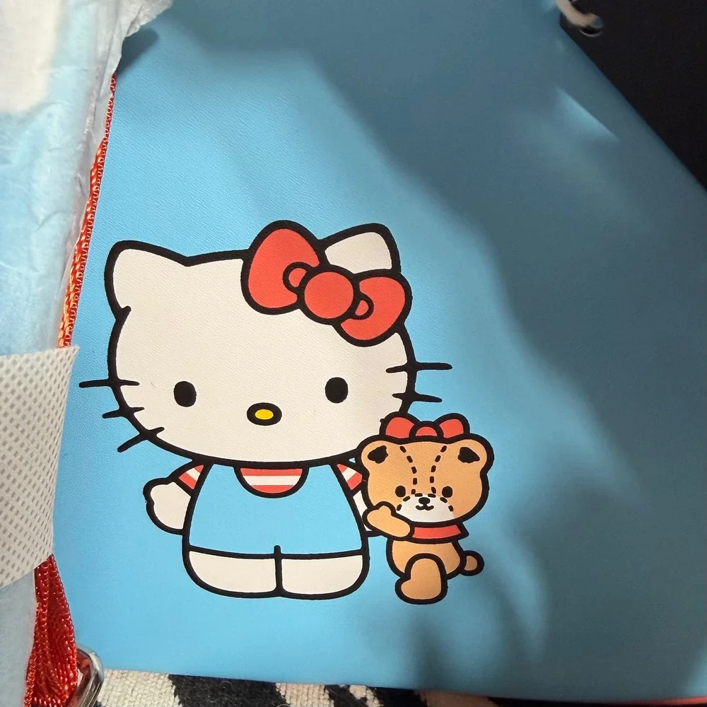 Loungefly Sanrio Hello Kitty Tiny Chum Sherpa Mini Backpack Blue Orange NEW